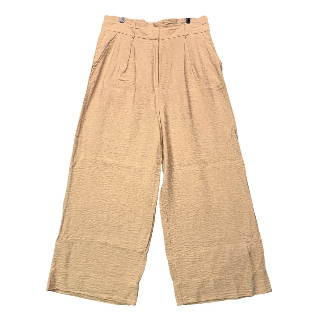 Intermix Textured Wide Leg Pleated Trousers High Rise Sz12 Boho‎ Coastal Chic
